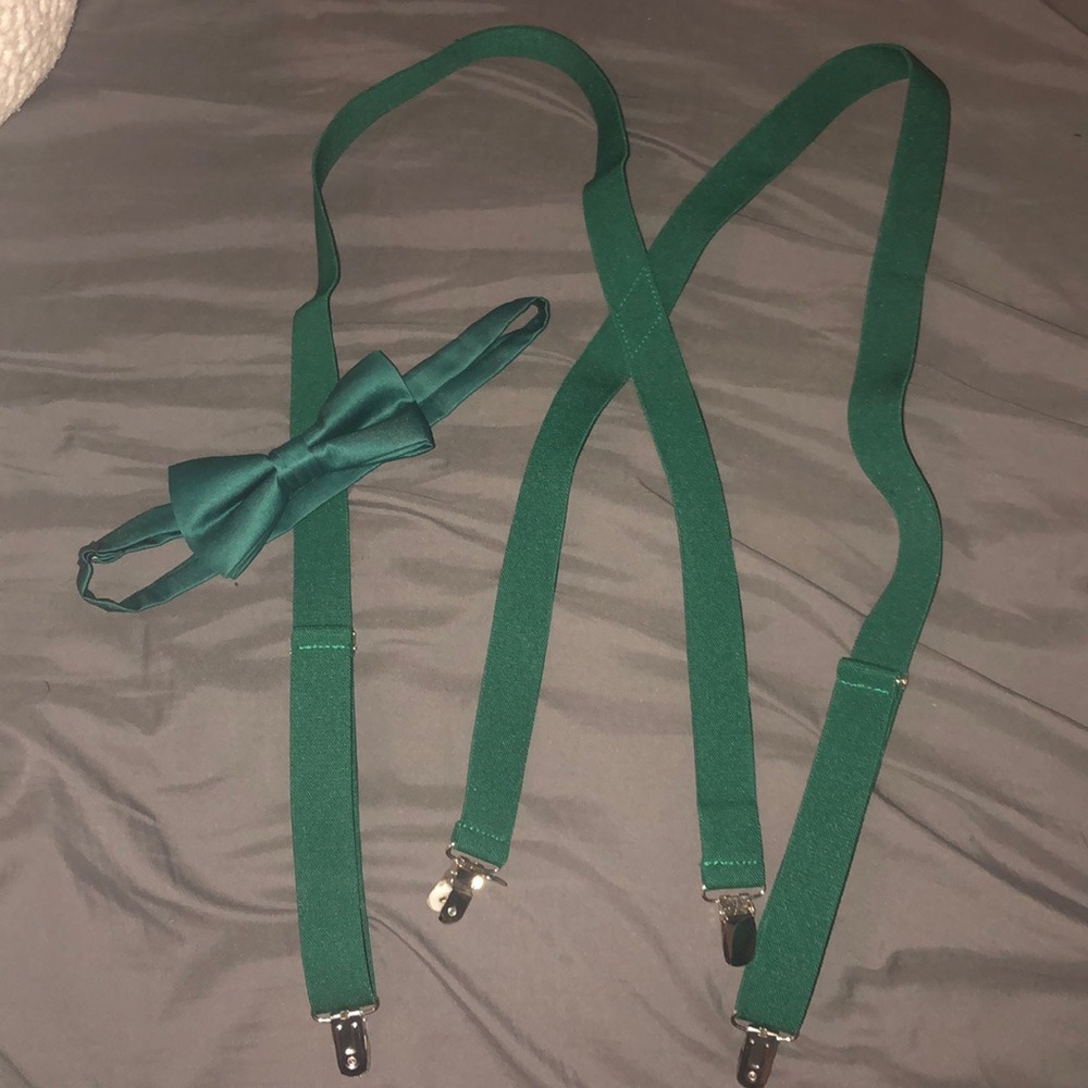Green Bow Tie and Suspenders